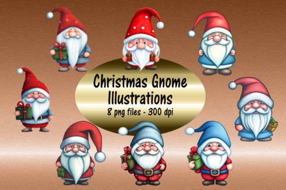 8 Festive Christmas Gnome Illustrations for Your Projects