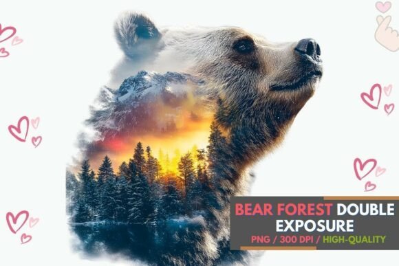 Bear Forest Double Exposure Wildlife Art: A Designer's Deep Dive
