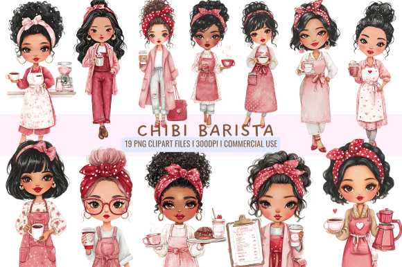 Chibi Barista Clipart: A Sweet Design Asset for Coffee-Themed Projects