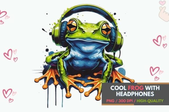 Cool Frog with Headphones Art PNG: A Designer's Playful Asset