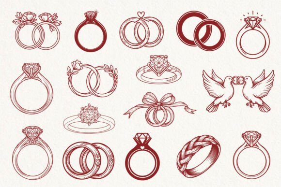 Diamond Wedding Ring SVG & PNG Bundle: Elegant Designs for Every Project