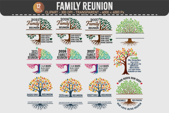 Family Reunion Clipart: 12 PNGs for Memorable Gatherings