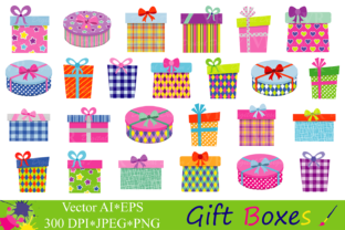 Gift Boxes Clipart: Birthday Party Presents Clip Art for Designers