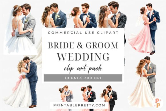 Graceful Bride and Groom Wedding PNG: Elevate Your Designs with Romance