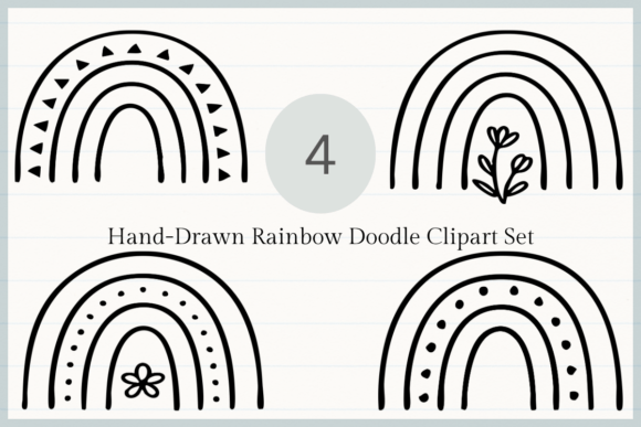 Hand-Drawn Rainbow Doodle: Minimal Boho Design