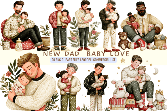 New Dad Baby Love Clipart: Capturing Fatherhood's Tender Moments