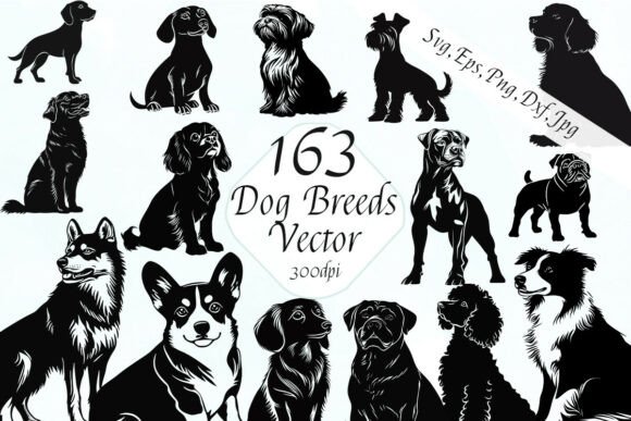 Unleash Your Creative Projects with Vector Dog Breeds Clipart