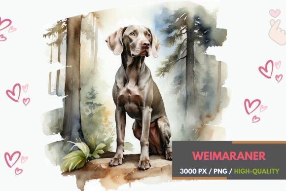 Weimaraner in the Forest Clipart: Adding Natural Elegance to Your Designs